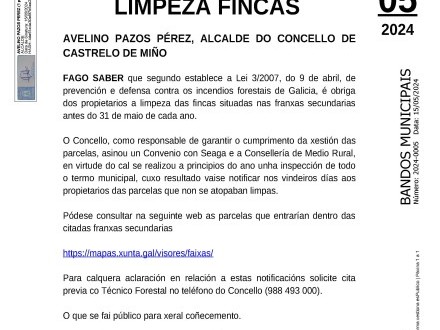 Notificacin sobre limpeza de fincas