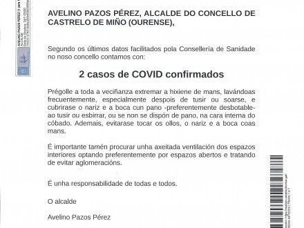 NOTA INFORMATIVA: 2 casos de COVID confirmados