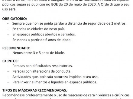 NOTA INFORMATIVA: Uso de mascarillas